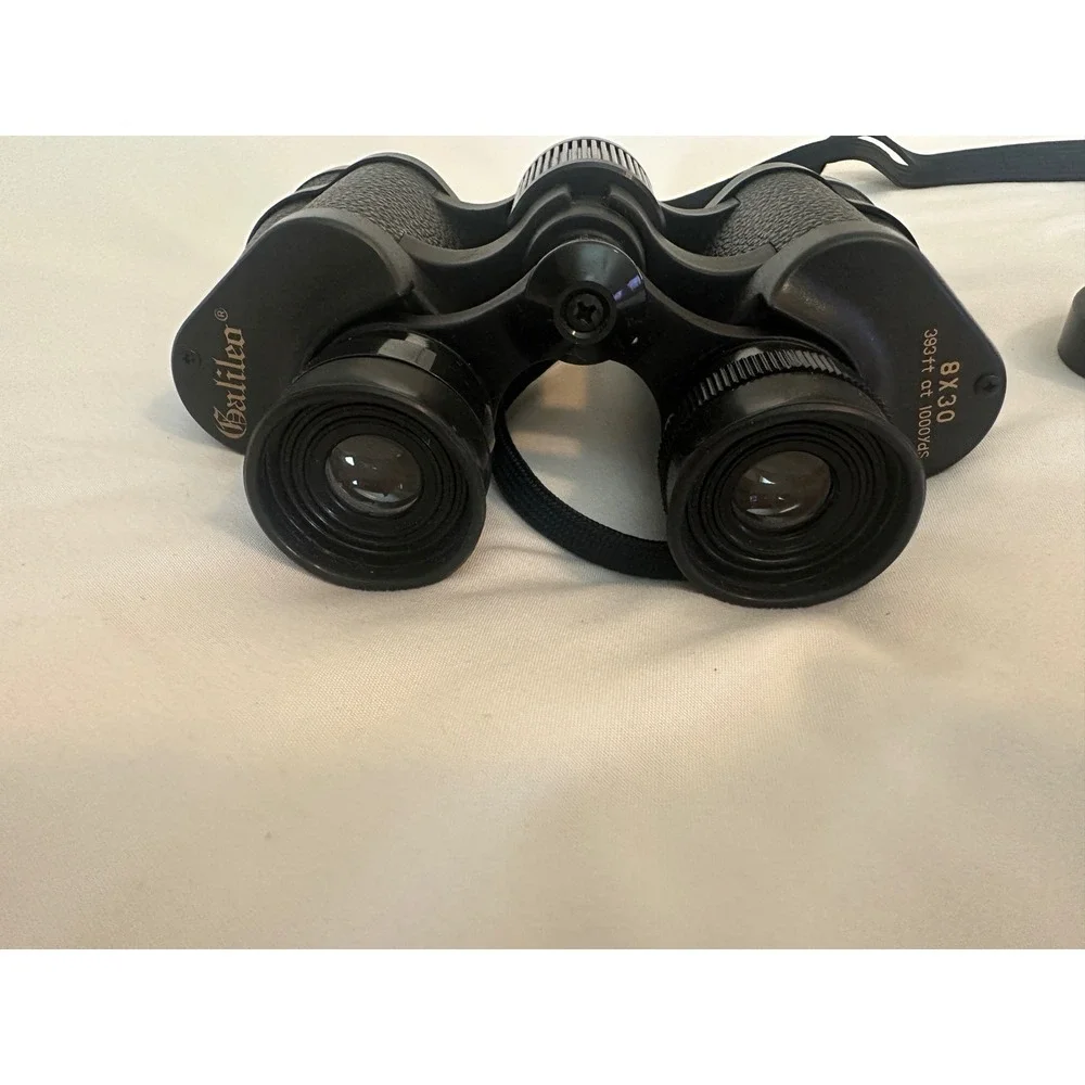 Galileo 8x30 Binoculars Black 393ft at 1000yds with Carrying Case and Lens Caps